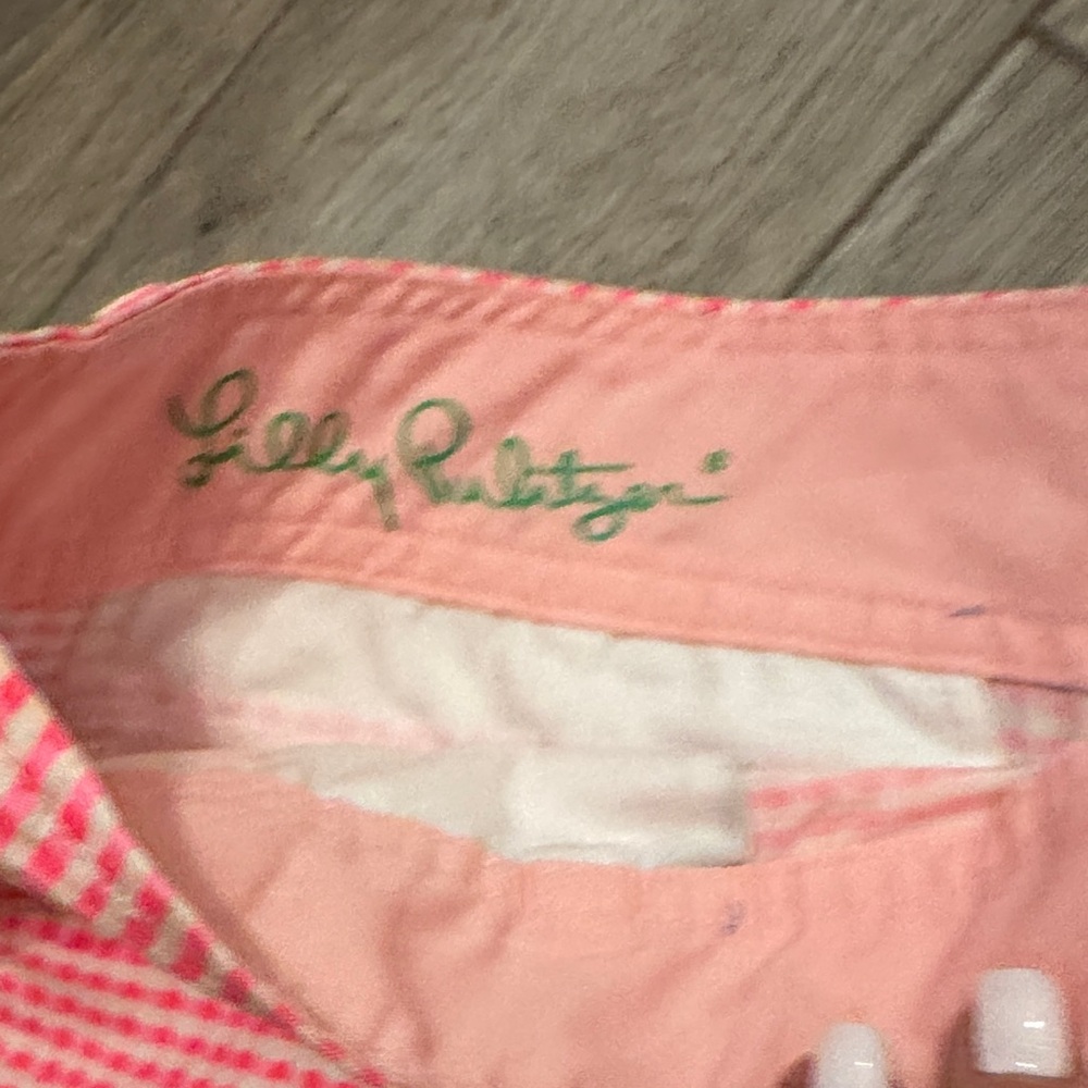 Lilly Pulitzer Pink Gingham Scalloped Shorts - Picture 2 of 4
